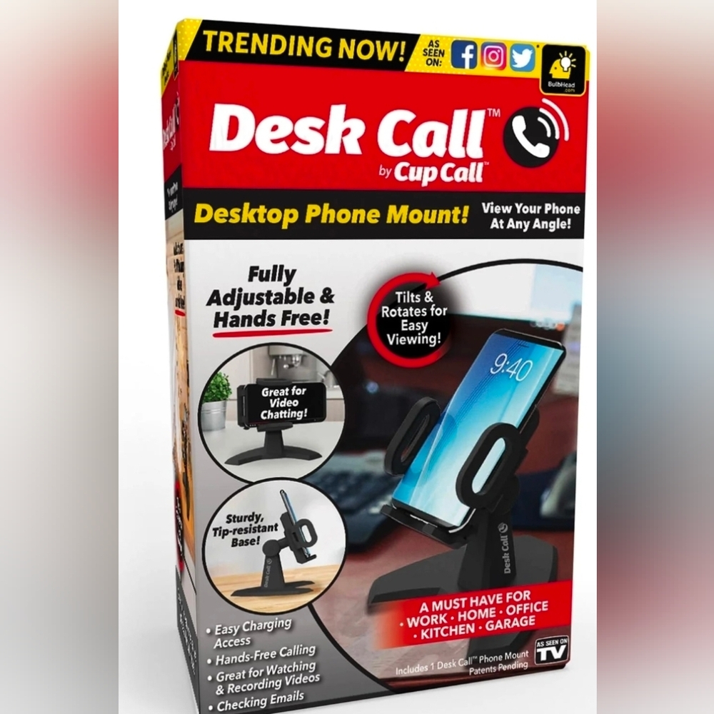 Desk Call New* Black Phone Stand Mount, Holder - Picture 2 of 4